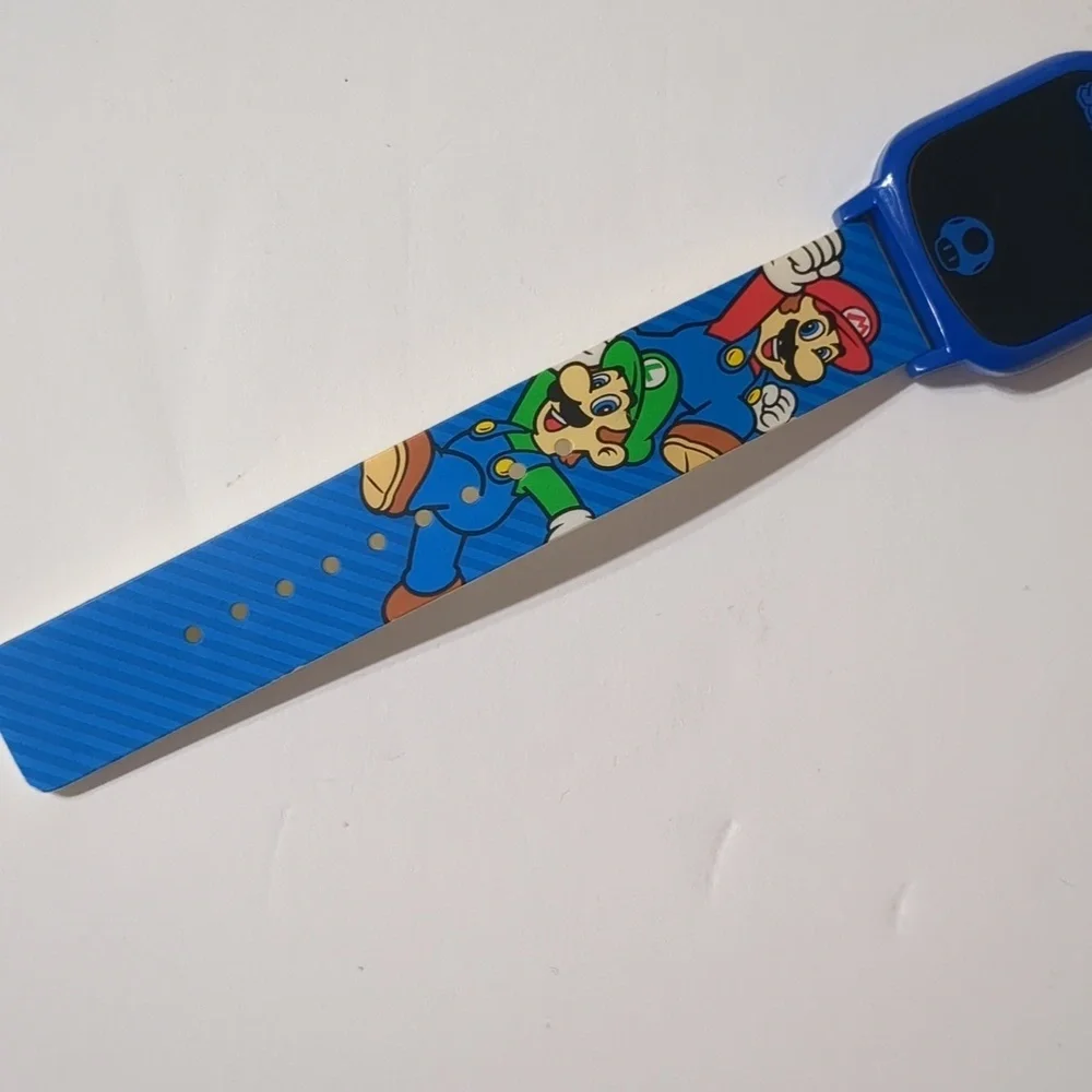 Super Mario Bros Digital Watch Unisex Blue Stainless Steel Rubber Band